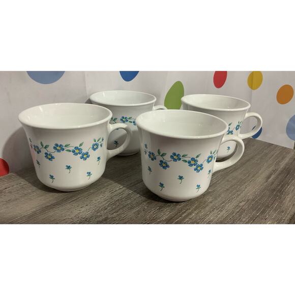 Corelle Forget Me Not Pattern Set Of 4 Corning Mugs 8 OZ - Picture 7 of 11